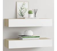 vidaXL Scaffali con Cassetti 2 pz Rovere e Bianco 60x23,5x10 cm in MDF