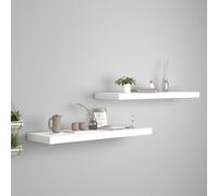 vidaXL Scaffali a Parete 2 pz Bianchi 80x23,5x3,8 cm in MDF