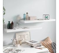 vidaXL Scaffali a Parete 2 pz Bianco Lucido 80x23,5x3,8 cm in MDF