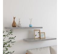 vidaXL Scaffali a Parete 2 pz Grigio Cemento 80x23,5x3,8 cm in MDF