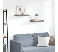 vidaXL Scaffali a Parete 2 pz Grigio Lucido 40x23x3,8 cm in MDF