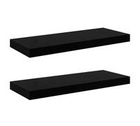 vidaXL Scaffali a Parete 2 pz Nero Lucido 60x23,5x3,8 cm in MDF