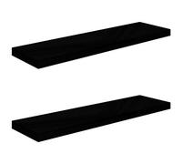 vidaXL Scaffali a Parete 2 pz Nero Lucido 90x23,5x3,8 cm in MDF