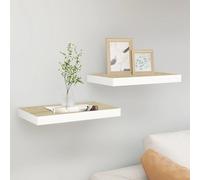 vidaXL Scaffali a Parete 2 pz Rovere e Bianco 40x23x3,8 cm in MDF