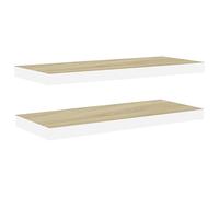 vidaXL Scaffali a Parete 2 pz Rovere e Bianco 60x23,5x3,8 cm in MDF
