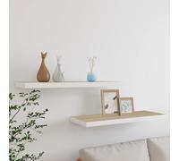 vidaXL Scaffali a Parete 2 pz Rovere e Bianco 80x23,5x3,8 cm in MDF