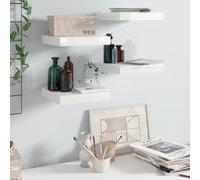 vidaXL Scaffali a Parete 4 pz Bianco Lucido 23x23,5x3,8 cm in MDF