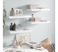 vidaXL Scaffali a Parete 4 pz Bianco Lucido 50x23x3,8 cm in MDF