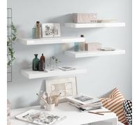 vidaXL Scaffali a Parete 4 pz Bianco Lucido 60x23,5x3,8 cm in MDF