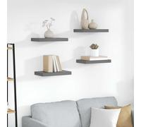 vidaXL Scaffali a Parete 4 pz Grigio Lucido 40x23x3,8 cm in MDF