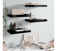 vidaXL Scaffali a Parete 4 pz Nero Lucido 40x23x3,8 cm in MDF