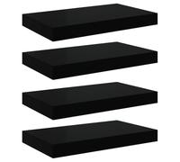 vidaXL Scaffali a Parete 4 pz Nero Lucido 40x23x3,8 cm in MDF