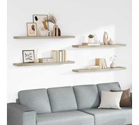 vidaXL Scaffali a Parete 4 pz Rovere 120x23,5x3,8 cm in MDF