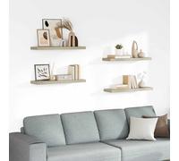 vidaXL Scaffali a Parete 4 pz Rovere 80x23,5x3,8 cm in MDF