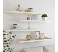 vidaXL Scaffali a Parete 4 pz Rovere e Bianco 120x23,5x3,8 cm in MDF
