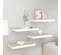 vidaXL Scaffali a Parete 4 pz Rovere e Bianco 40x23x3,8 cm in MDF