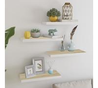vidaXL Scaffali a Parete 4 pz Rovere e Bianco 60x23,5x3,8 cm in MDF