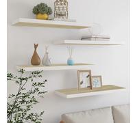 vidaXL Scaffali a Parete 4 pz Rovere e Bianco 80x23,5x3,8 cm in MDF