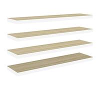 vidaXL Scaffali a Parete 4 pz Rovere e Bianco 90x23,5x3,8 cm in MDF