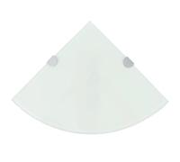 vidaXL Scaffali Angolari 2 pz Supporti Cromati e Vetro Bianco 25x25 cm