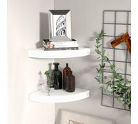 vidaXL Scaffali Angolari a Parete 2 pz Bianchi 25x25x3,8 cm in MDF