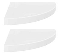 vidaXL Scaffali Angolari a Parete 2 pz Bianco Lucido 35x35x3,8 cm MDF