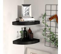 vidaXL Scaffali Angolari a Parete 2 pz Neri 25x25x3,8 cm in MDF