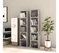 vidaXL 2X Scaffali Porta CD Mensole Arredo Mobili HiFi Armadietto Arredamento Libreria Dvd Armadio Scaffalatura Grigio Cemento in Truciolato