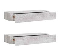 vidaXL Scaffali con Cassetti 2 pz Grigio Cemento 60x23,5x10 cm in MDF