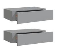 vidaXL Scaffali con Cassetti da Parete 2 pz Grigi 40x23,5x10 cm MDF