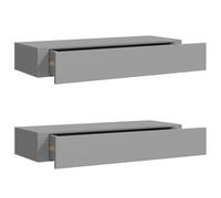 vidaXL Scaffali con Cassetti da Parete 2 pz Grigi 60x23,5x10 cm MDF