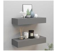 vidaXL Scaffali con Cassetti da Parete 2 pz Grigi 60x23,5x10 cm MDF