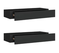 vidaXL Scaffali con Cassetti da Parete 2 pz Neri 60x23,5x10 cm MDF