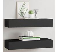 vidaXL Scaffali con Cassetti da Parete 2 pz Neri 60x23,5x10 cm MDF