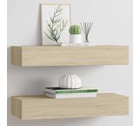 vidaXL Scaffali con Cassetti da Parete 2 pz Rovere 60x23,5x10 cm MDF