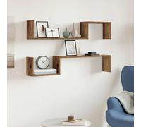 vidaXL Scaffali da Parete 2 pz Legno Antico 100x15x20 cm Multistrato, scaffale da Parete, scaffale a Muro, ripiano a Muro, mensola a Muro