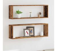 vidaXL Wandschappen Muurmontage 2 st Oudhout 80 x 15 x 26 cm | Modern uiterlijk dat mooi staat in elke ruimte, Maakt slim gebruik van wandruimte, Gemaakt van stevig engineered hout