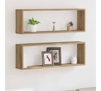 vidaXL Scaffali da Parete 2 PCS Rovere Artigianale 80 x 15 x 26 cm, Mensola Rettangolare per Soggiorno, Moderna e Resistente, Legno ingegnerizzato, Decorazione Minimalista per la casa