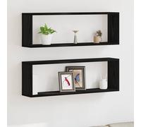 vidaXL Scaffali da Parete 2 PCS Rovere Nero 80 x 15 x 26 cm, Mensola Rettangolare per Soggiorno, Moderna e Resistente, Legno ingegnerizzato, Decorazione Minimalista per la casa