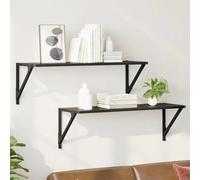 vidaXL Scaffali da Parete 2 pz Rovere Nero 80 x 25 x 25,5 cm