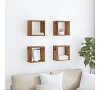 vidaXL Scaffali da parete 4 pcs Legno vecchio 26 x 15 x 26 cm