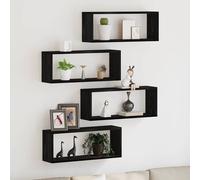 vidaXL Set di mensole Moderne in Rovere Nero montate a Muro Set di 4 per Uso Interno Soluzioni di stoccaggio stilose Ideale per Decorazione del Soggiorno e organizzazione Domestica