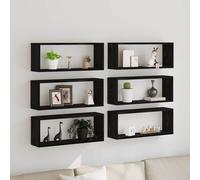 vidaXL Scaffali da Parete 6 PCS Rovere Nero 60 x 15 x 23 cm, Mensola Rettangolare per Soggiorno, Moderna e Resistente, Legno ingegnerizzato, Decorazione Minimalista per la casa