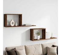 vidaXL Scaffali flottanti 2 pz Legno antico 80 x 15 x 30 cm