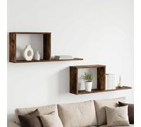 vidaXL Scaffali flottanti 2 pz Rovere Fumo 80 x 15 x 30 cm