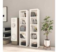 Scaffali Porta CD 2 pz Bianchi 21x16x93,5 cm in Truciolato