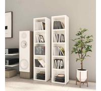 Scaffali Porta CD 2 pz Bianco Lucido 21x16x93,5cm in Truciolato