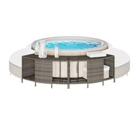 vidaXL Scaffali Portaoggetti Vasca Idromassaggio 2pz Polyrattan Grigio, scaffale da Esterno, scaffale da Giardino, espositore, scaffale espositivo