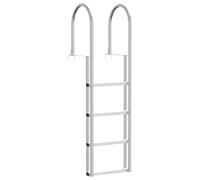 vidaXL Scala da Dock in Alluminio 45 x 11.5 162 cm Antiscivolo Ergonomica con 4 Gradini, Finitura Argento per Interno/Esterno. Include Hardware per Pontoons, Zattere da Nuoto e Pontili. Design Anodi