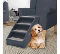 vidaXL Scala per Cani Pieghevole con 4 Gradini Grigio Scuro